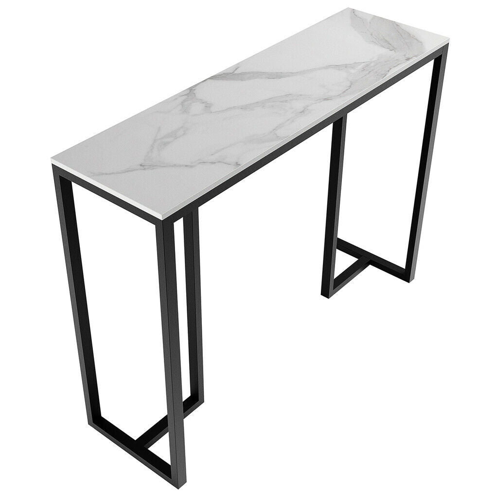 Large Modern Marble Console Table Sintered Stone Entryway Hallway Table with Metal Frame