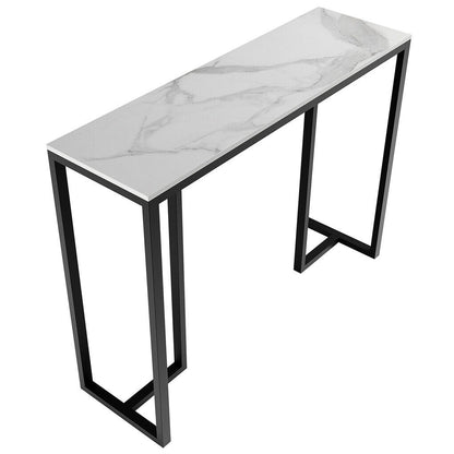 Large Modern Marble Console Table Sintered Stone Entryway Hallway Table with Metal Frame