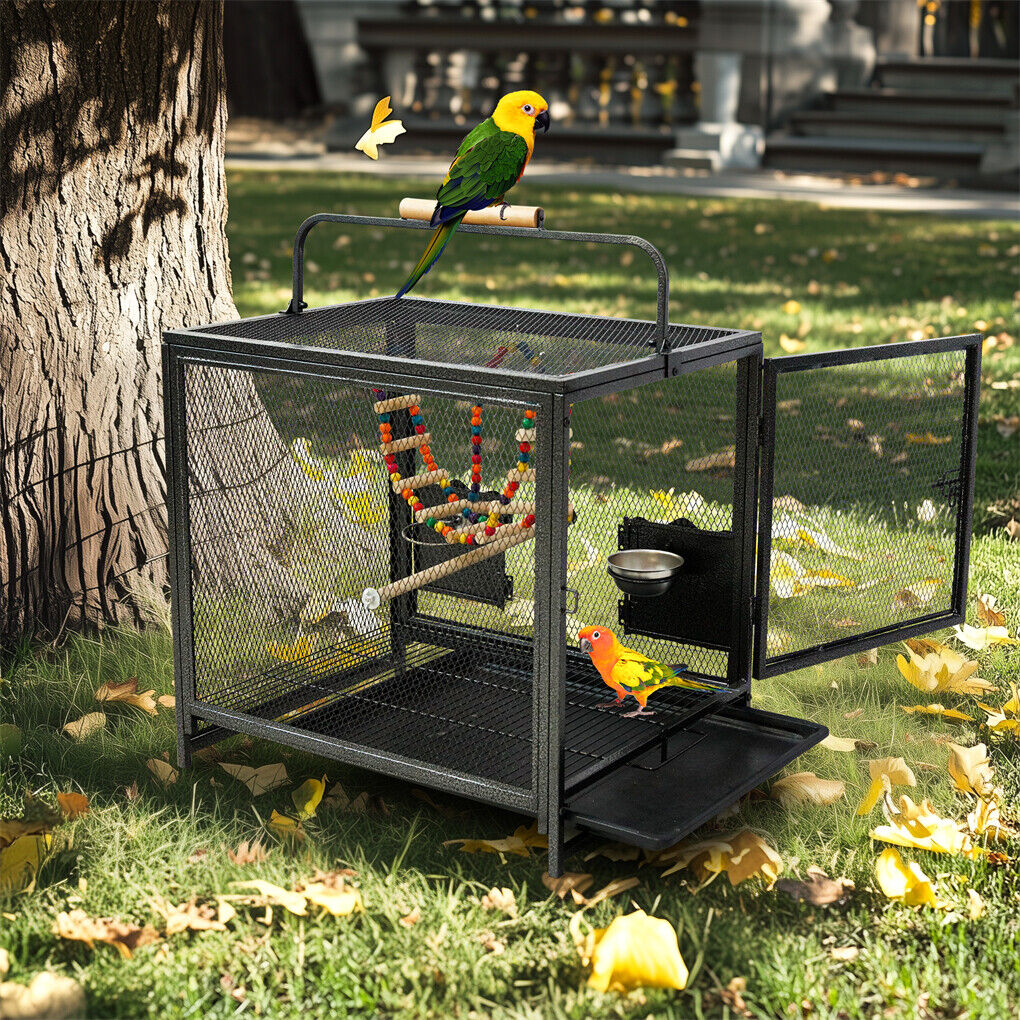 P&P Large Iron Travel Bird Cage Small Parrots Pet House with Ladder Swing & Bowls AU