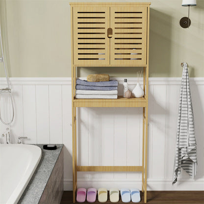 Anti-tip wall attachment for bamboo bathroom cabinet
