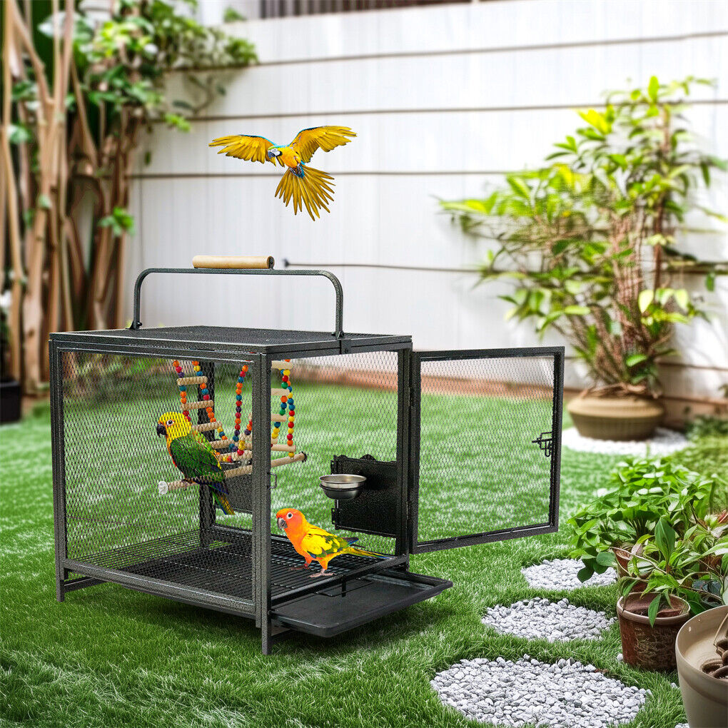 P&P Large Iron Travel Bird Cage Small Parrots Pet House with Ladder Swing & Bowls AU
