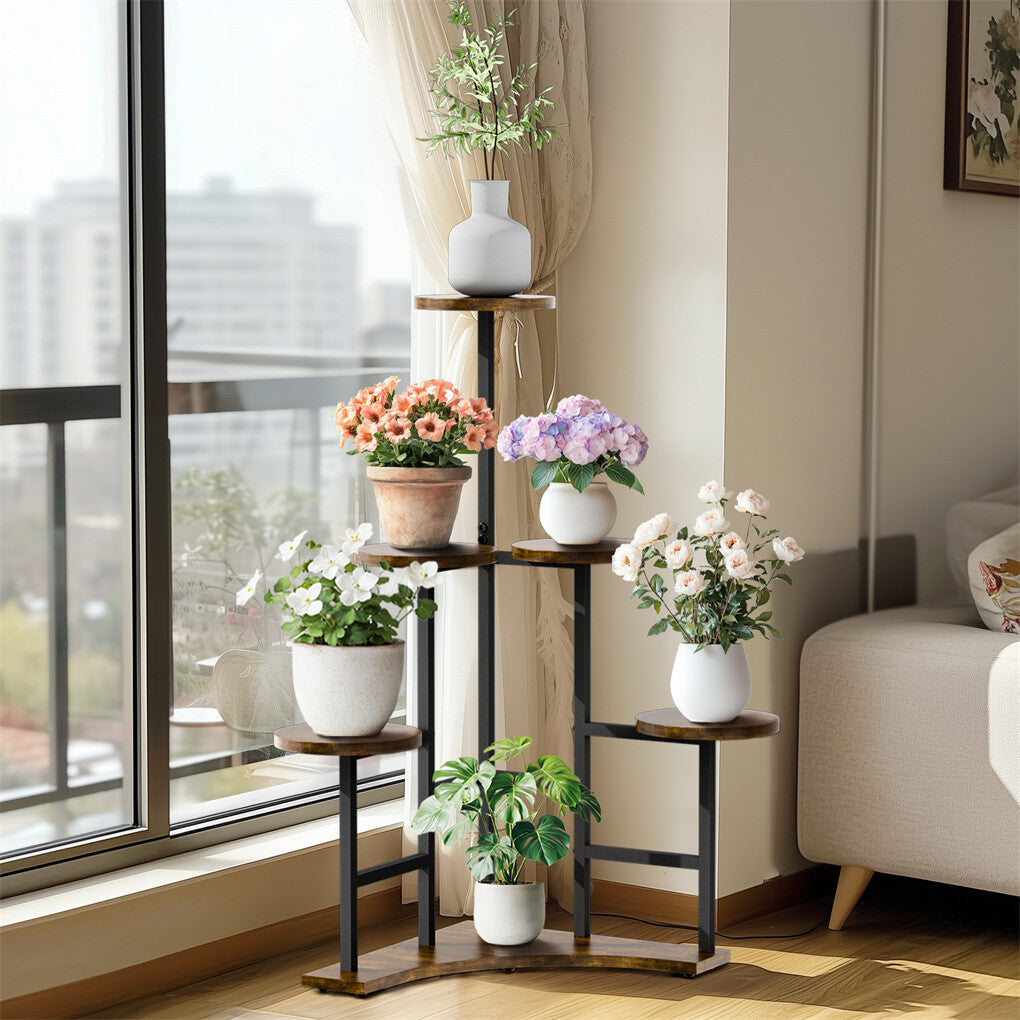 P&P 6 Tiered XXL Corner Plant Shelf Multiple Potted Flower Stand Balcony Garden