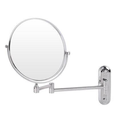 P&P 8" Bathroom Wall Shaving Makeup Mirror Telescopic Beauty Mirror 5x Magnification