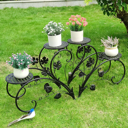 Metal Flower Pot Stands Set of 2 for Indoor Outdoor(Black)