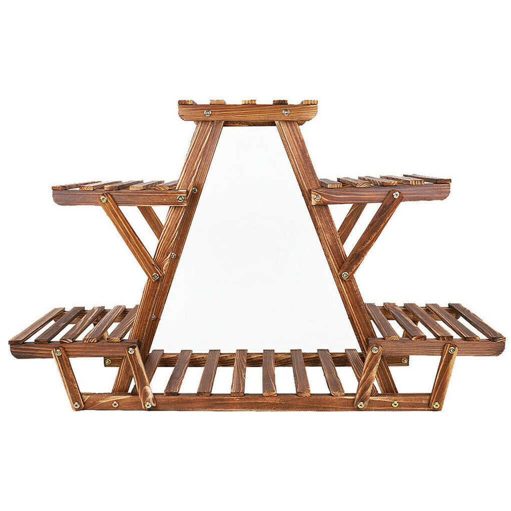 P&P 5 Tier Pot Wooden Plant Stand Shelves Bonsai Display Storage Rack Outdoor Indoor