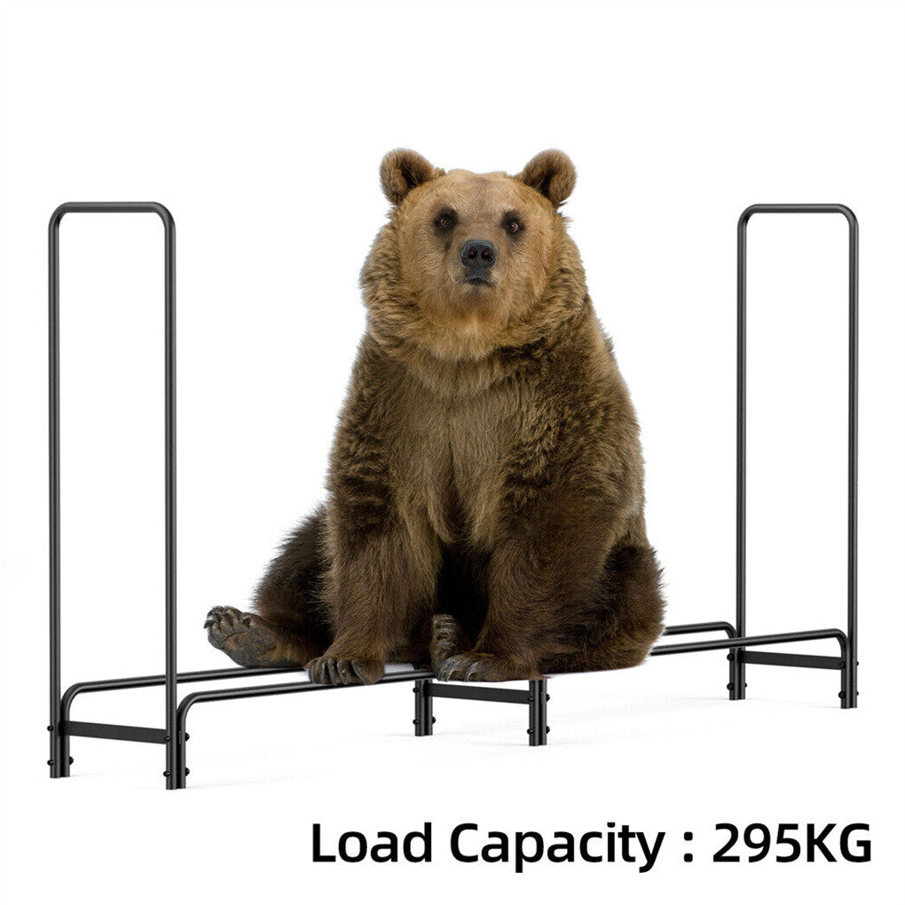Large firewood storage rack shown outdoors