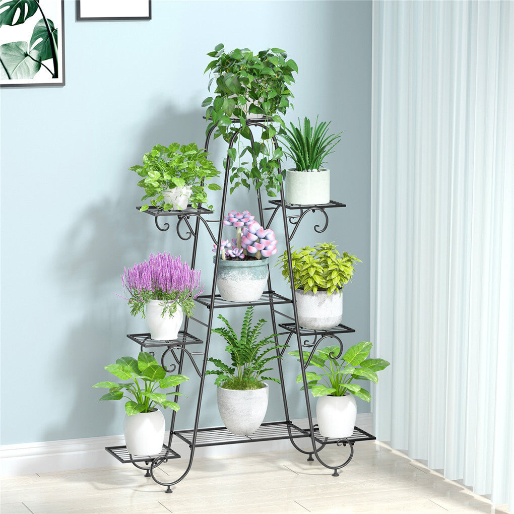 P&P Multilayer Metal Plant Stand Tall Flower Shelf Unit Garden Patio Display Rack