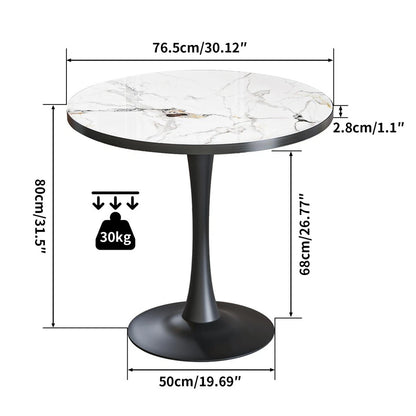 P&P 30-Inch Round Marble Dining Table Modern Dining Room & Outdoor Leisure Coffee Table Furniture