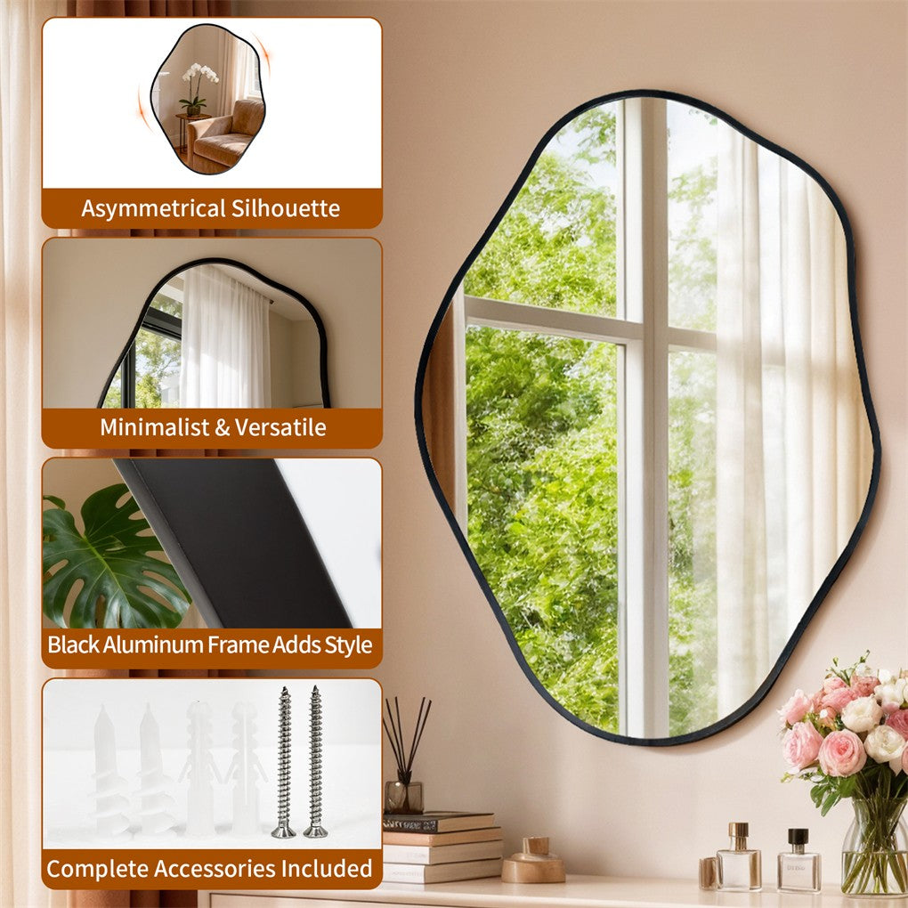 Premium Irregular Black Framed Decorative Wall Mirror