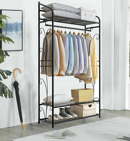 P&P Large Space Clothes Rack Garment Hanger Stand Hanging Rail Iron Coat Closet Unit