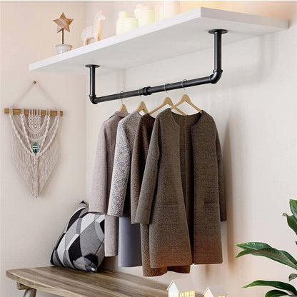 P&P Set of 2 Heavy Duty Wall Mounted Closet Rods Detachable Clothes Rack Garment Bar