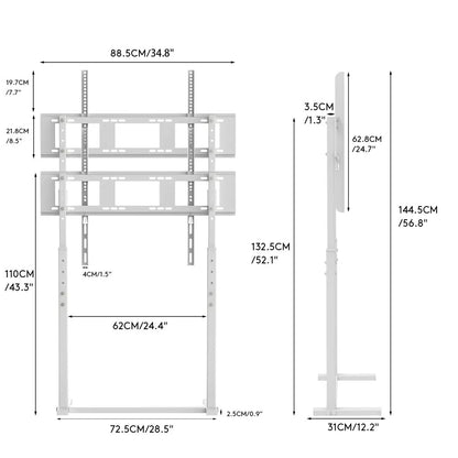 White Adjustable Freestanding TV Stand for 32â€“100 Inch Screens with Cable Management