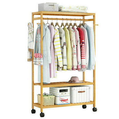 Tall bamboo clothes organiser dimensions and storage layout