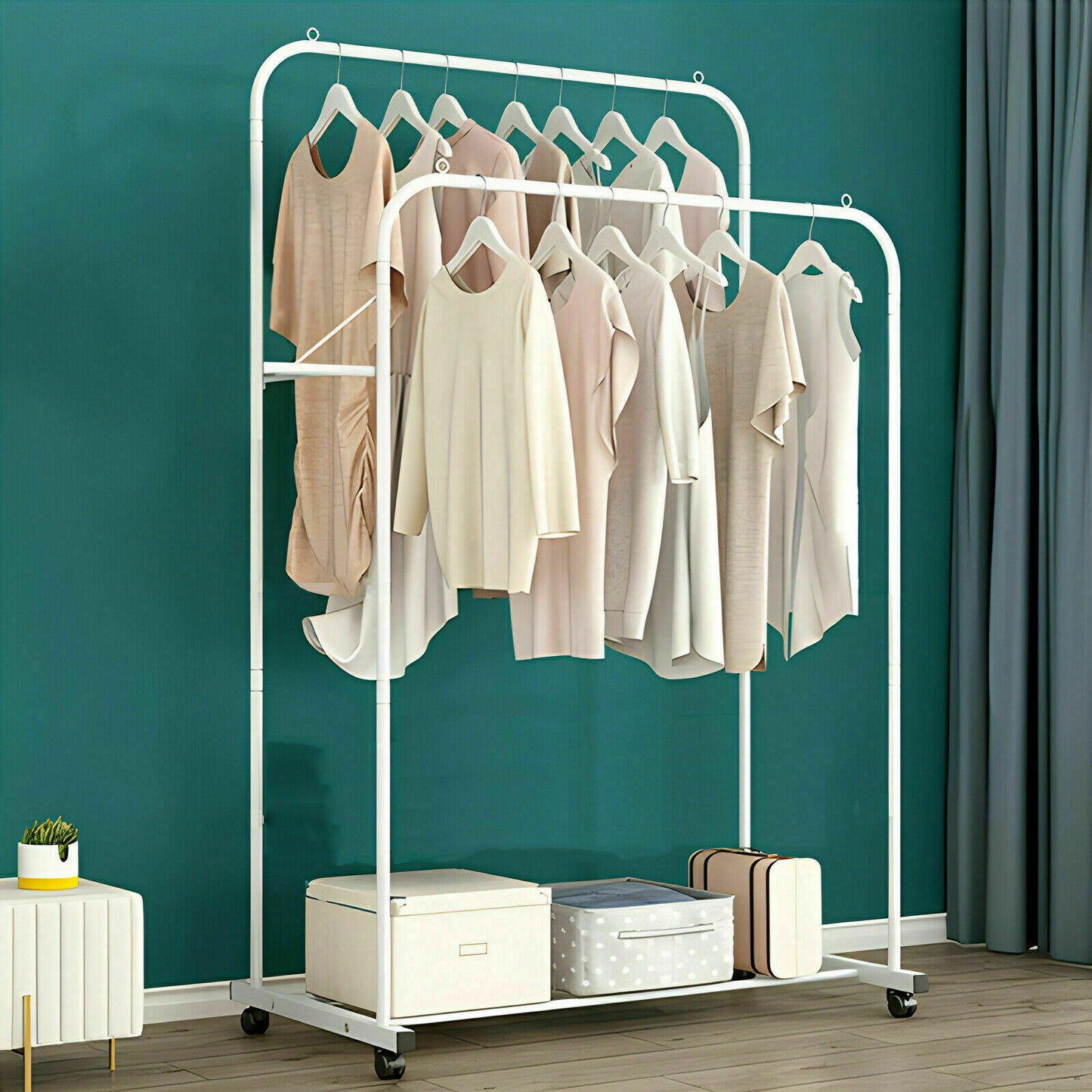 Industrial garment rack frame and centre bars