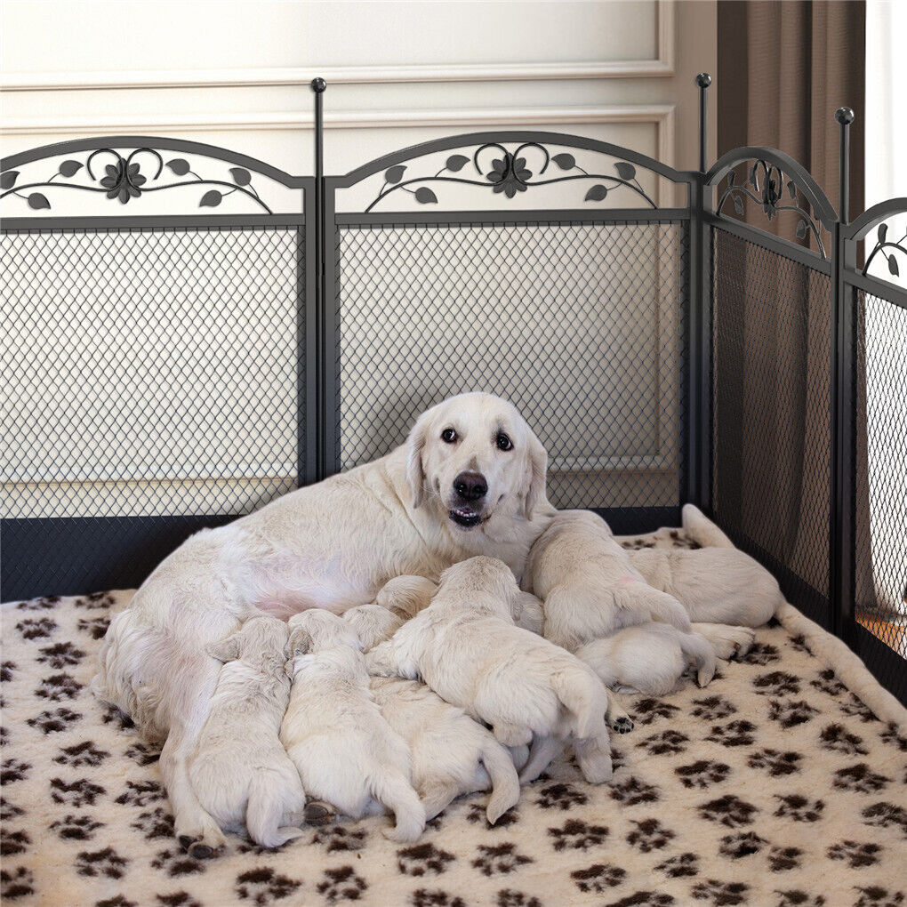Metal dog playpen panel dimensions and assembly view