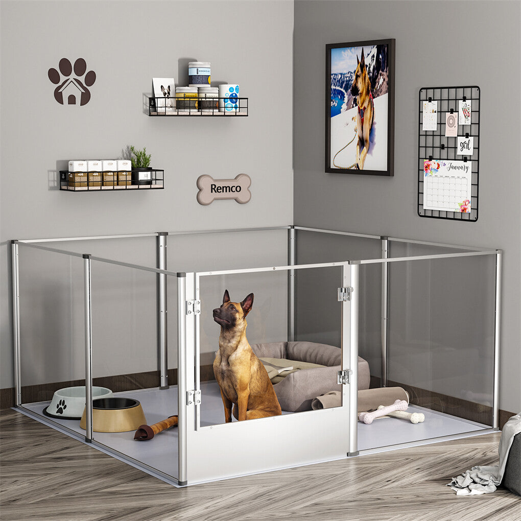P&P 81cm Highest Acrylic Dog Whelping Pen Box Safe Aluminum Frame Pet Playpen w/ Mat