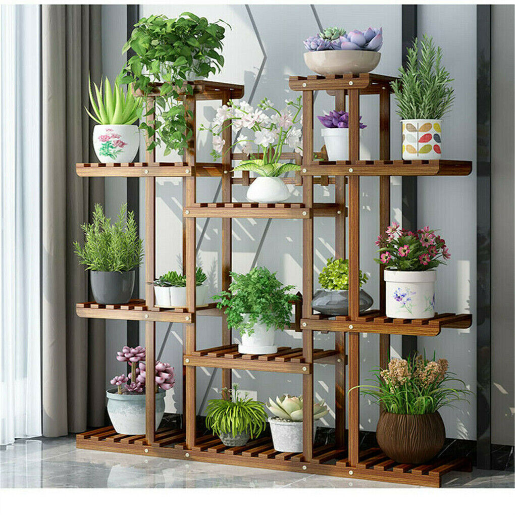 Eleven-tier pine plant stand dimensions diagram