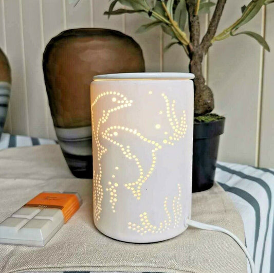 White Dolphins Ceramic Electric Oil Burner & Fragrance Lamp