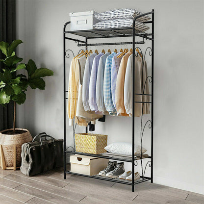 P&P Large Space Clothes Rack Garment Hanger Stand Hanging Rail Iron Coat Closet Unit