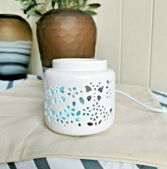 LED Oil Burner — White Butterfly Ceramic, 4 Colour Changing