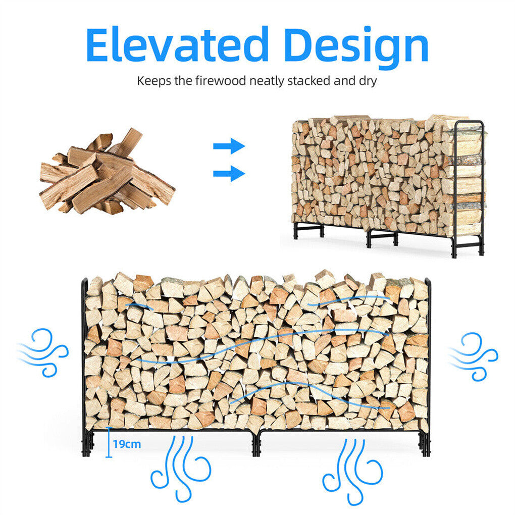 Heavy-duty log rack dimensions and load capacity