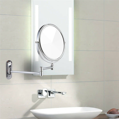 P&P 8" Bathroom Wall Shaving Makeup Mirror Telescopic Beauty Mirror 5x Magnification