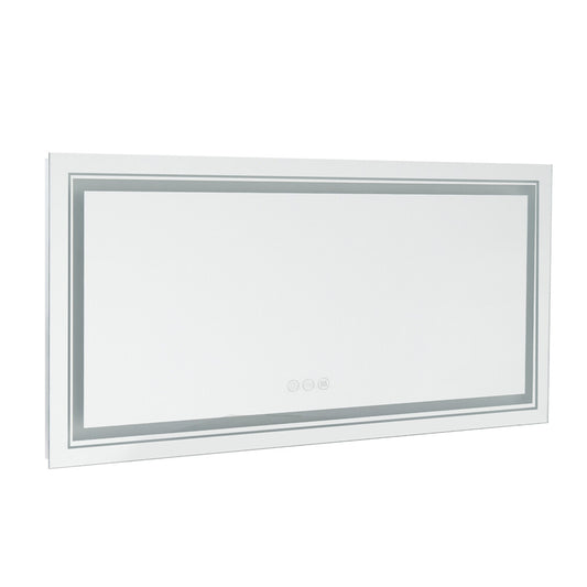 Oversize dual-light anti-fog LED bathroom mirror, front view