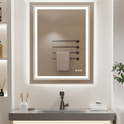 Modern anti-fog LED bathroom mirror, styled in bathroom