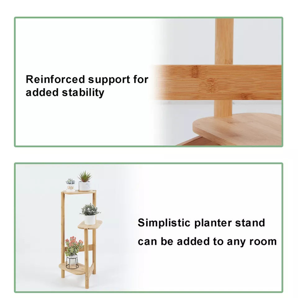 Three-level bamboo shelf for flowers and greenery