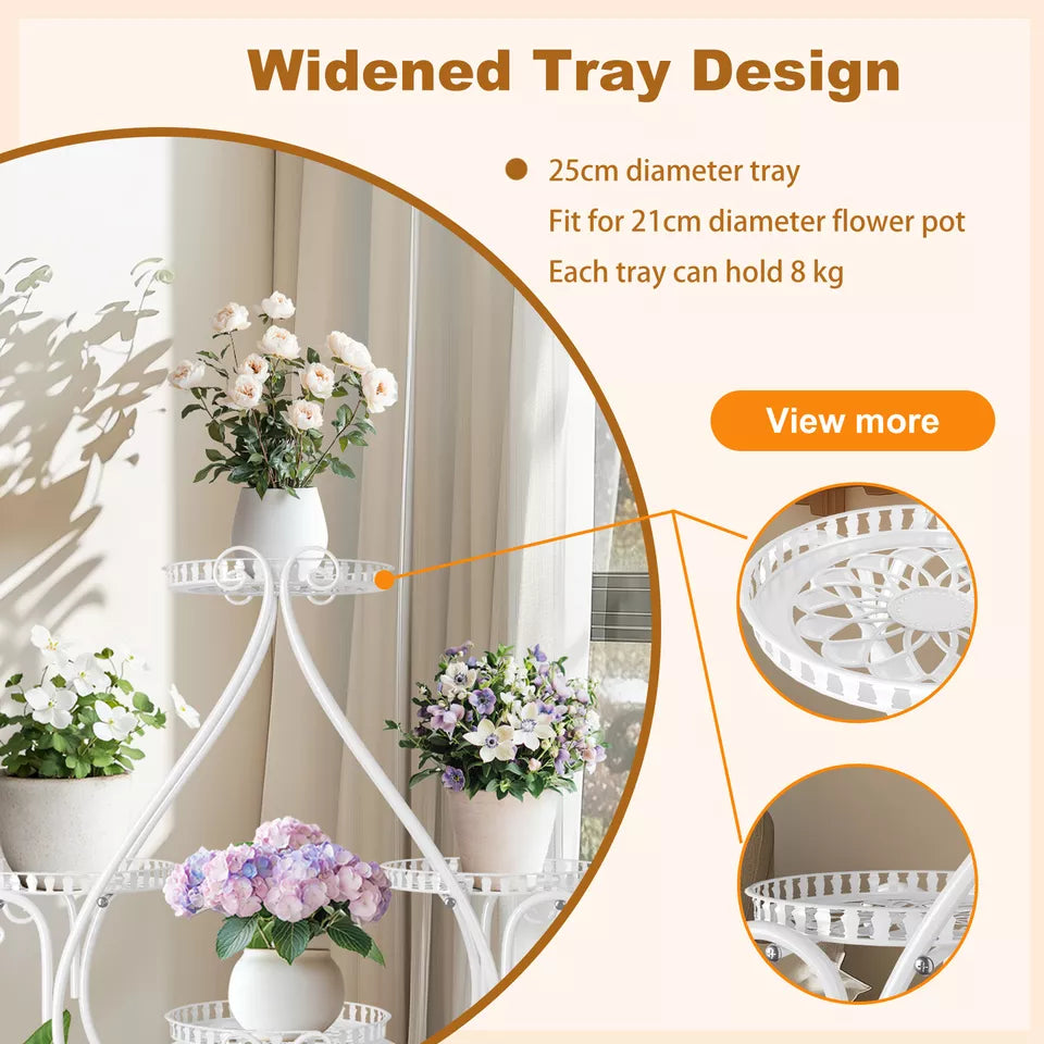 Space-saving six-pot plant display rack