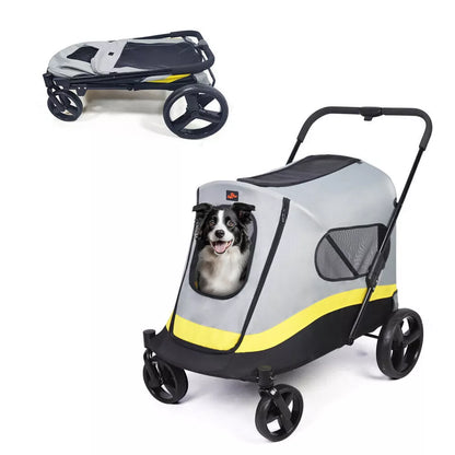 Breathable Pet Stroller with One-Click Fold