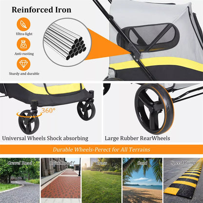 Breathable Pet Stroller with One-Click Fold
