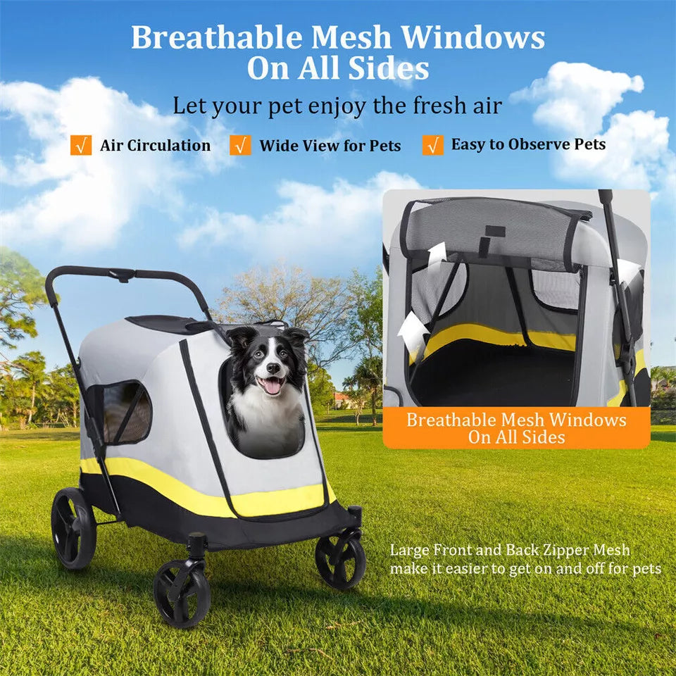 Breathable Pet Stroller with One-Click Fold