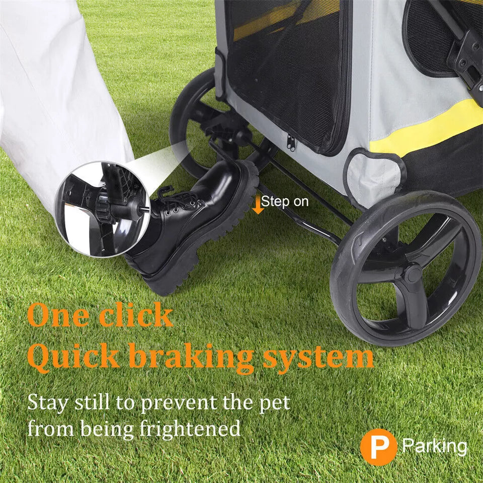 Breathable Pet Stroller with One-Click Fold