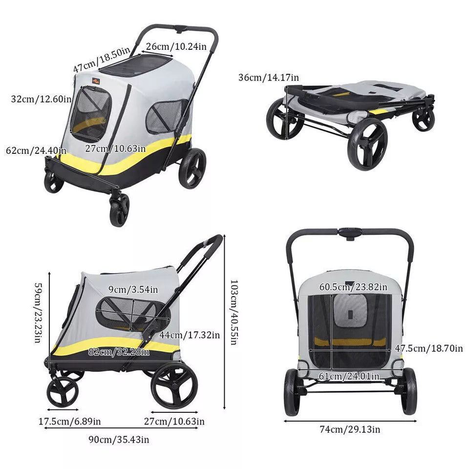 Breathable Pet Stroller with One-Click Fold