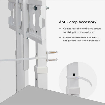 Heavy-duty white TV stand with cable management