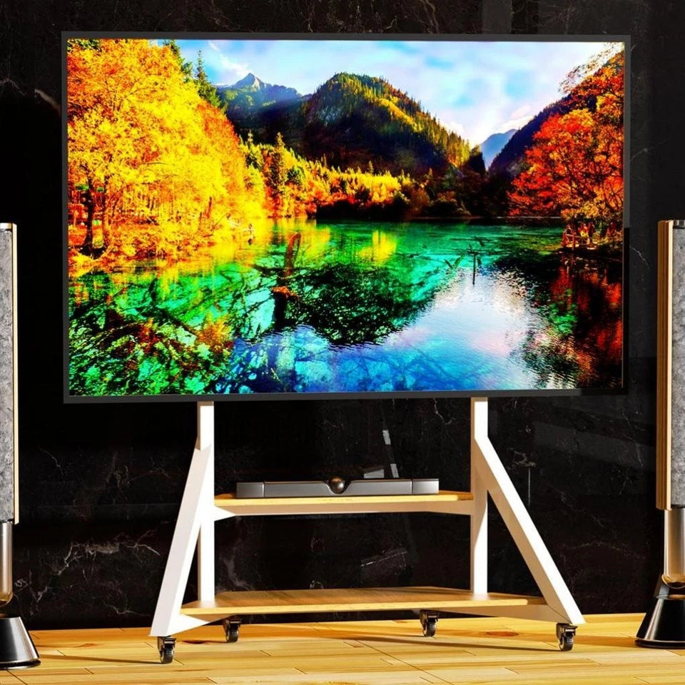 TV floor stand for 65 to 100 inch screens in white