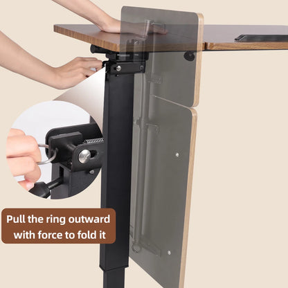 Height adjustable laptop desk with two tiltable surfaces
