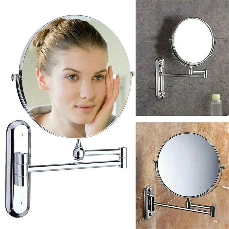 Modern chrome magnifying vanity mirror for bathrooms