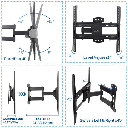 Heavy-duty wall mount bracket for 23â€“55 inch TVs