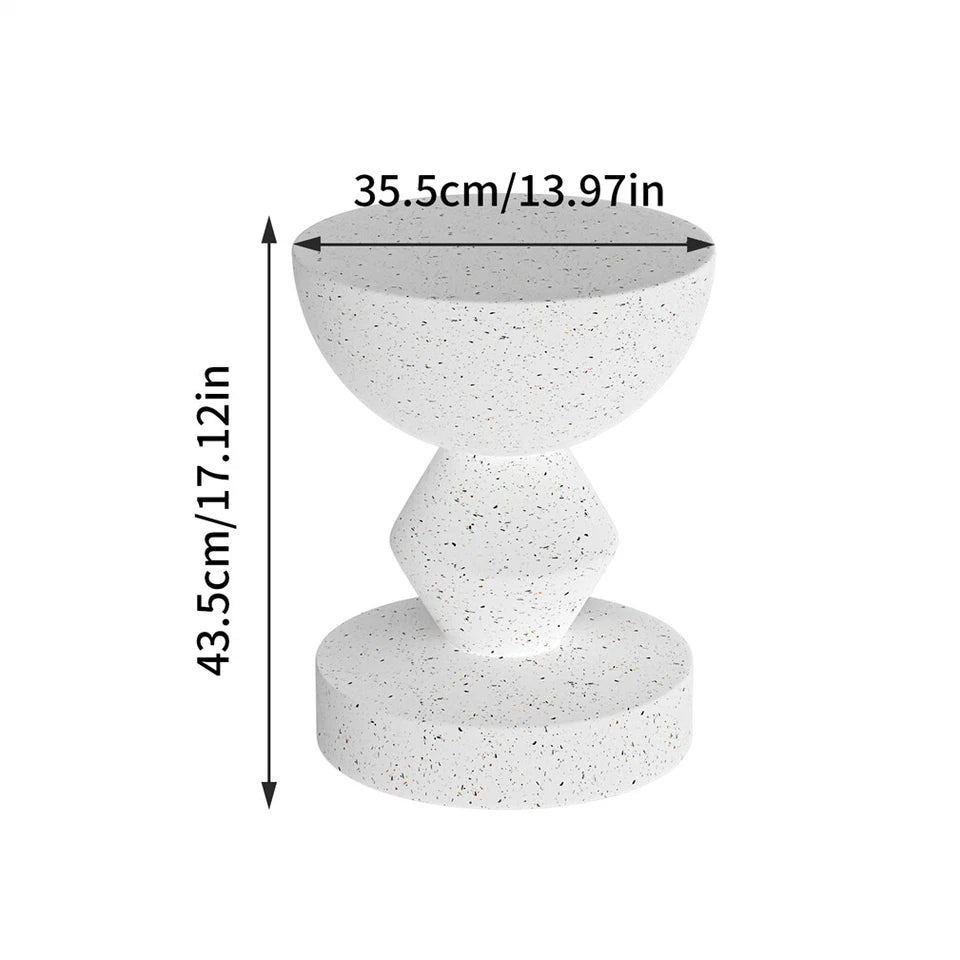 Decorative white concrete table for indoor and outdoor use