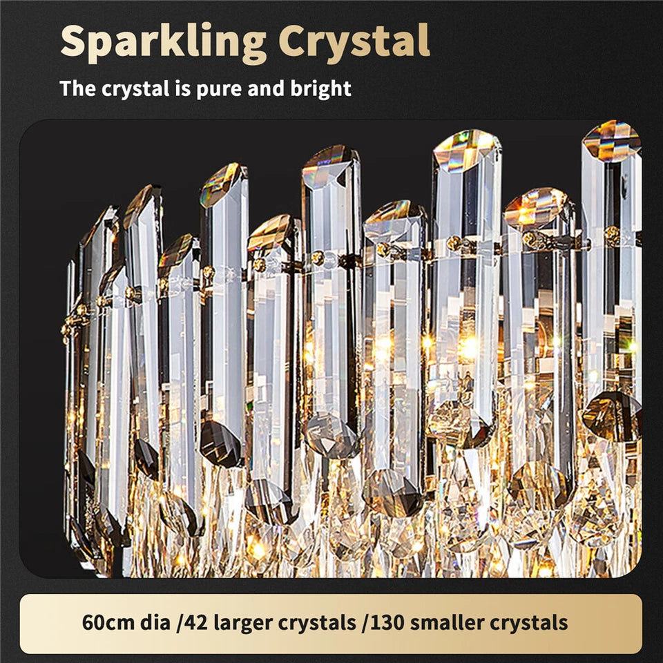 Gold crystal ceiling chandelier with seven lights