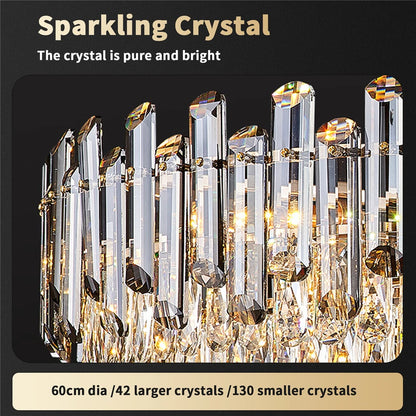 Gold crystal ceiling chandelier with seven lights
