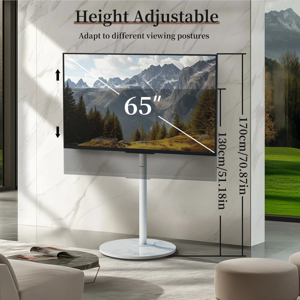 White freestanding TV stand for 40â€“75 inch flat screen TVs