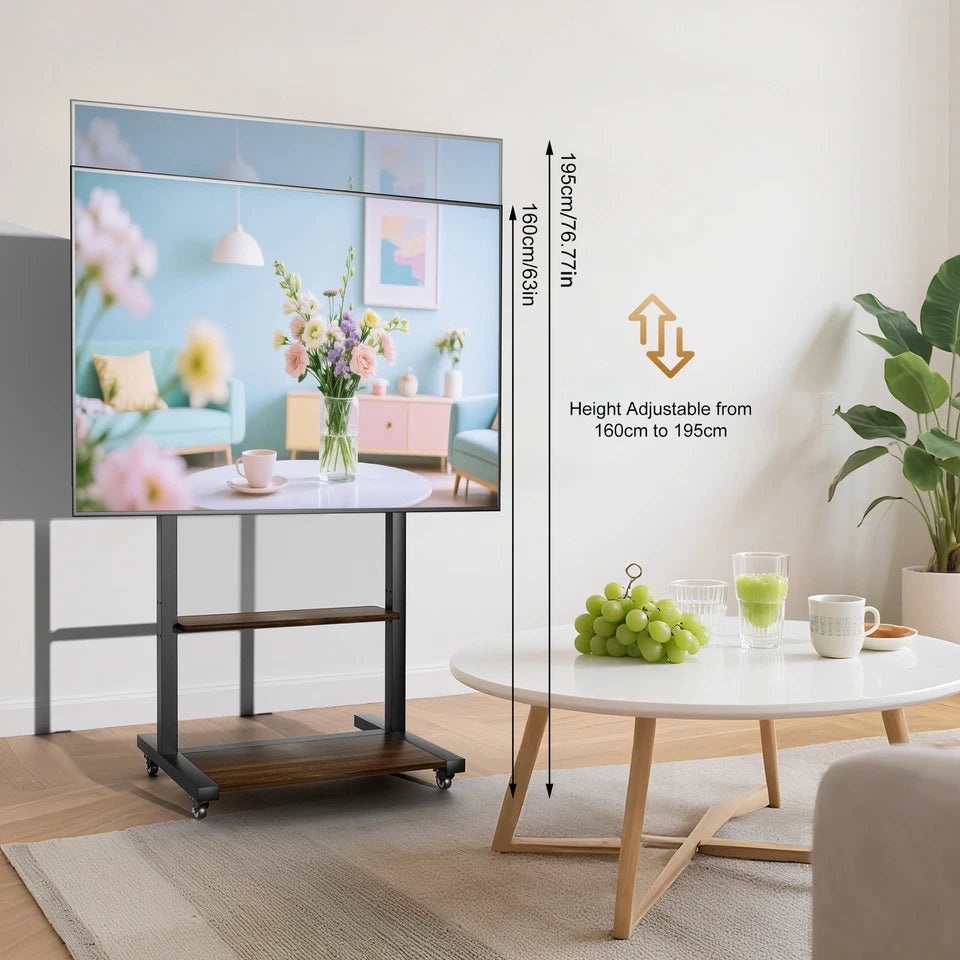 Large screen mobile TV stand with industrial design