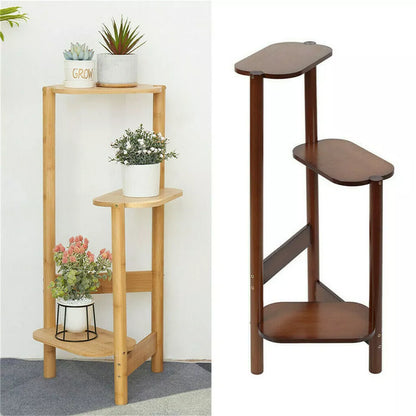 Wooden Plant Display Stand â€“ Rustic 3-Tier Ladder Shelf