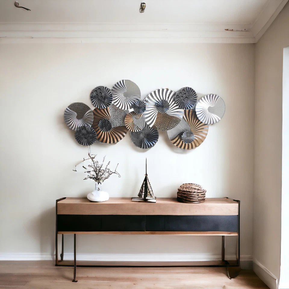 Decorative black and gold metal wall art for contemporary interiors