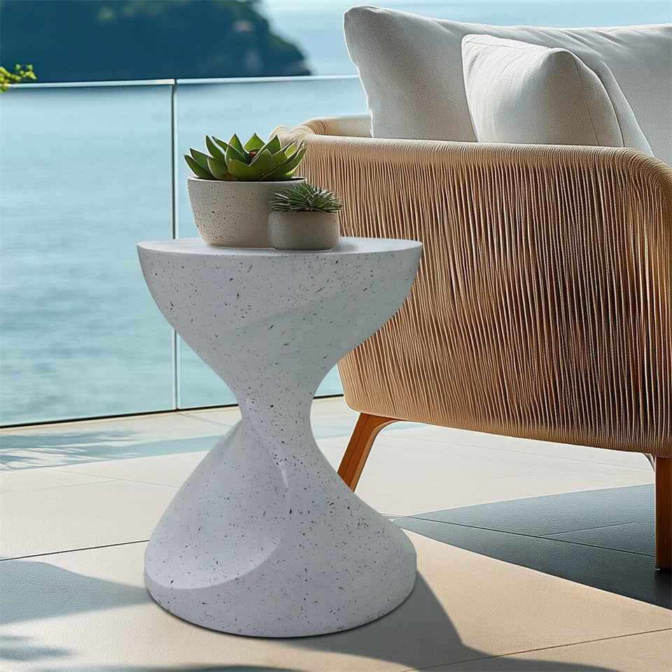 Modern hourglass accent table for patio and living room