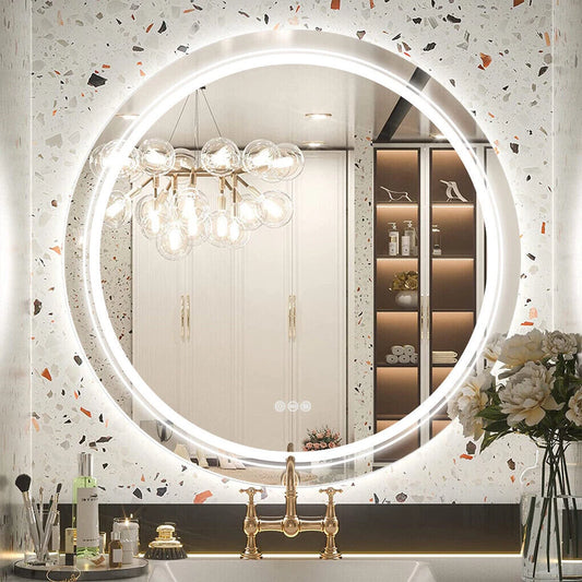 Modern touchscreen LED mirror with memory feature