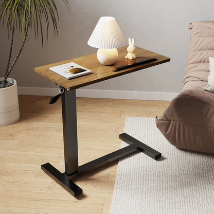 Rolling laptop stand with dual adjustable work surfaces and wheels